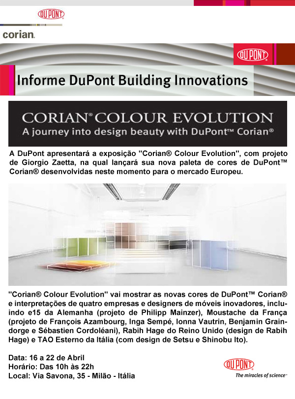 CONVITE: Exposição DuPontT Corian® em Milão 